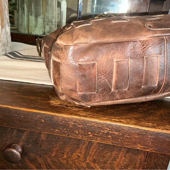 Bed Stu Orchid Woven Leather Handbag Crossbody Bag Teak Brown Retail $280 - Picture 8 of 12